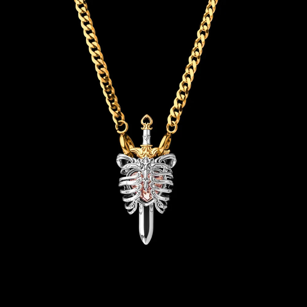 18K White Gold 18K Gold 18K Rose Gold The Beating Heart Pendant small with gold Titanium Steel Necklace