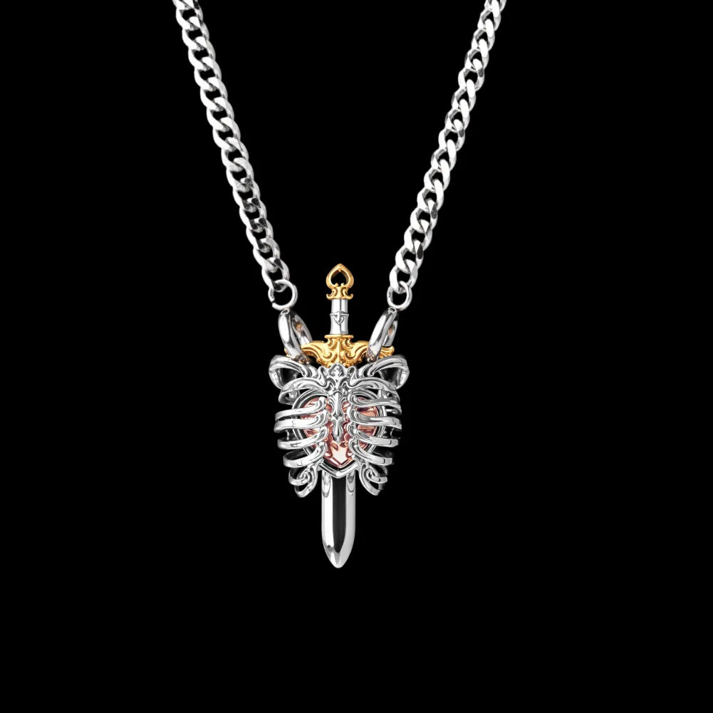 18K White Gold 18K Gold 18K Rose Gold The Beating Heart Pendant small with silver Titanium Steel Necklace