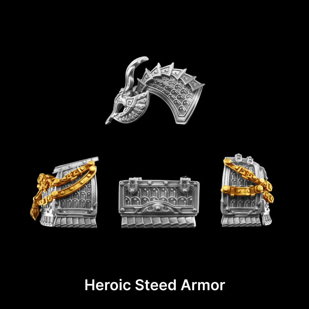 18K White Gold With 18K Gold Heroic Steed Armor Details 01
