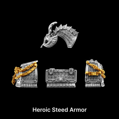 18K White Gold With 18K Gold Heroic Steed Armor Details 01