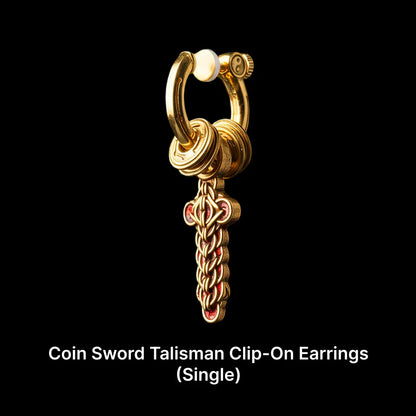 Coin Sword Talisman Earrings