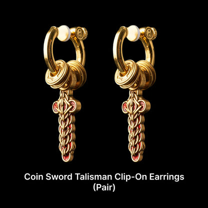 Coin Sword Talisman Earrings