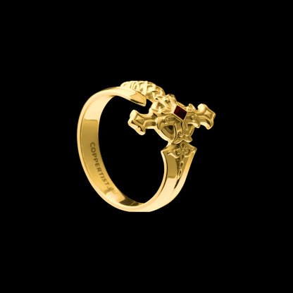 24K Gold Judicator Blade Ring Details 01