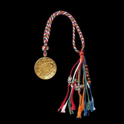 24K Gold Nine Palaces Bagua Talisman Pendant Windhorse Style