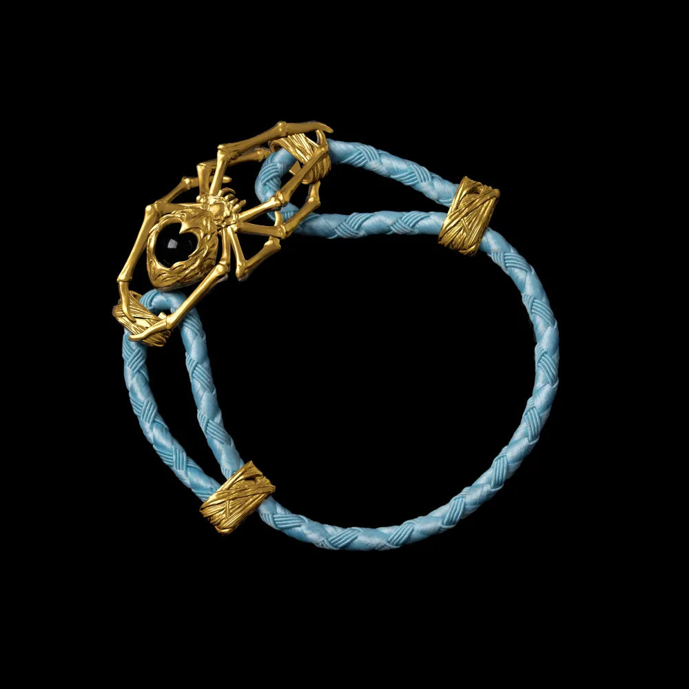 24K Gold Spider Rope Bracelet Braided Rope Light Blue