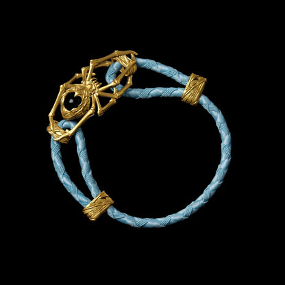 24K Gold Spider Rope Bracelet Braided Rope Light Blue