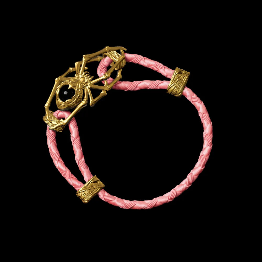 24K Gold Spider Rope Bracelet Braided Rope Light Pink