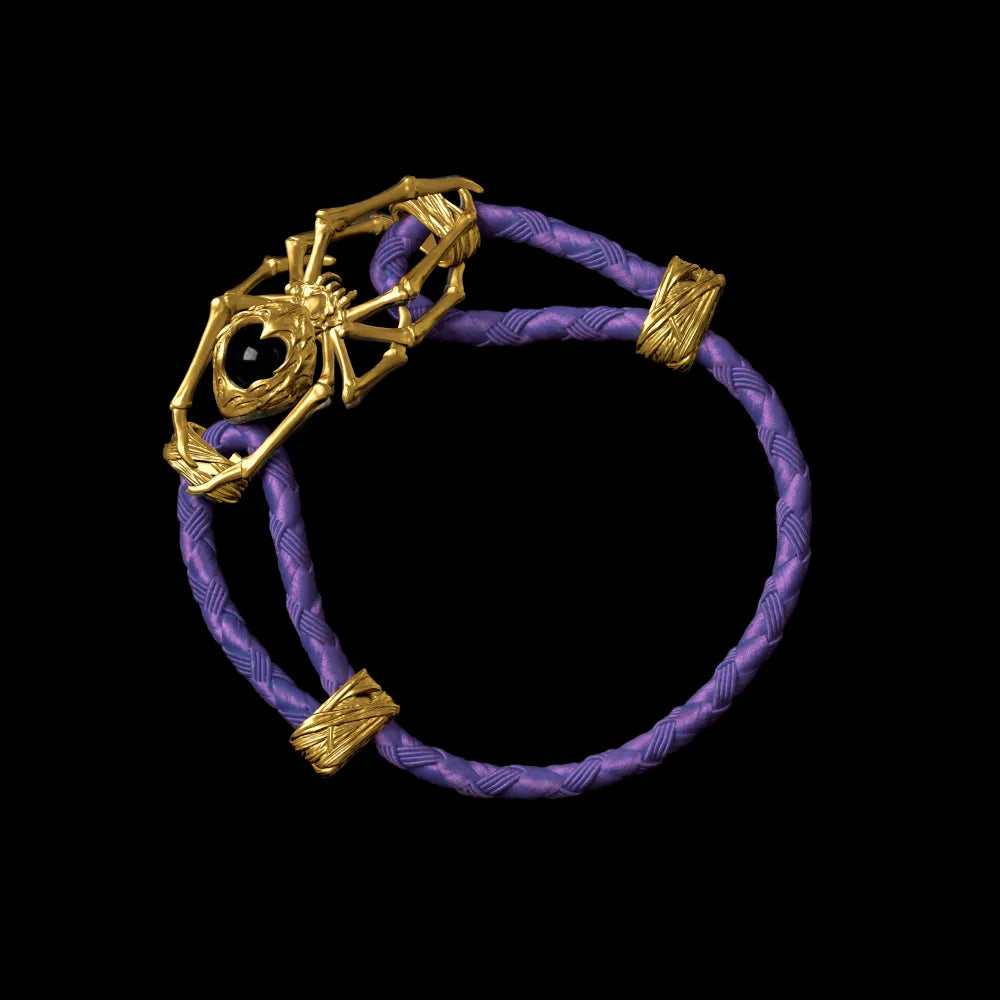 24K Gold Spider Rope Bracelet Braided Rope Purple