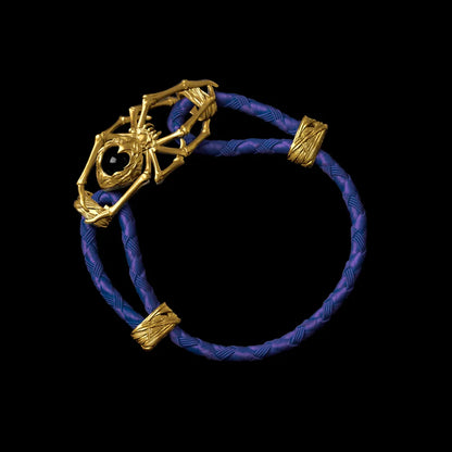 24K Gold Spider Rope Bracelet Braided Rope Vivid Blue