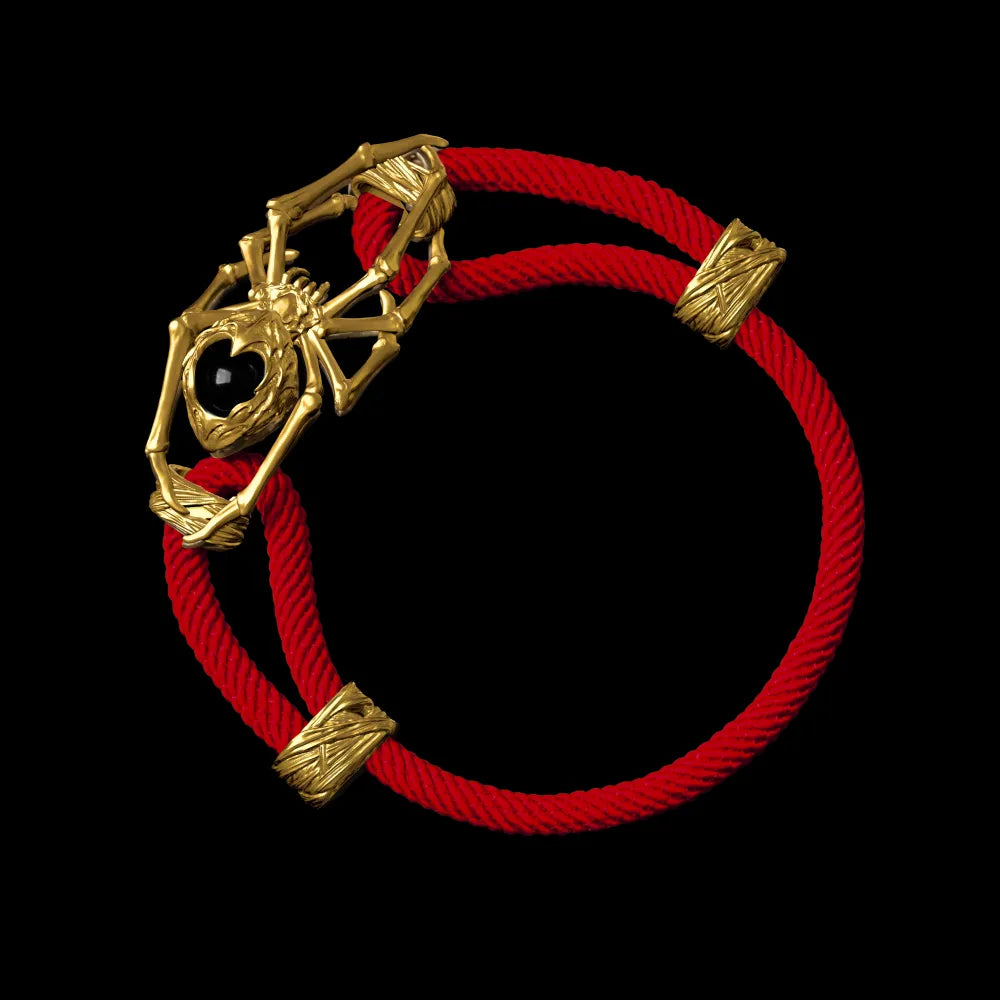24K Gold Spider Rope Bracelet Milan Rope Fiery Red