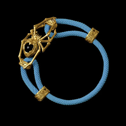 24K Gold Spider Rope Bracelet Milan Rope Light Blue
