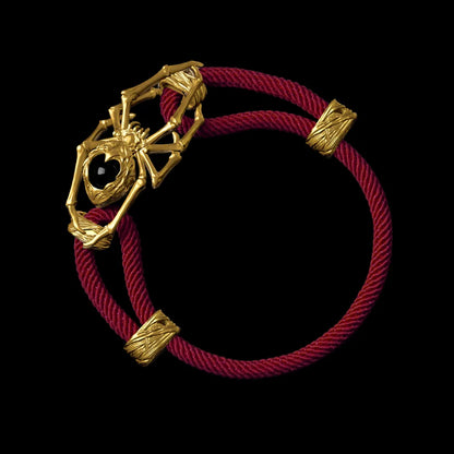 24K Gold Spider Rope Bracelet Milan Rope Red Velvet