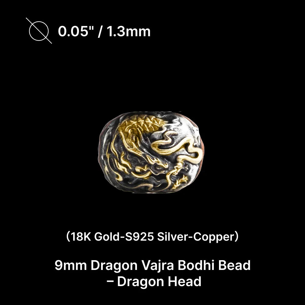9mm Dragon Vajra Bodhi Bead Pack Option Dragon Head v26
