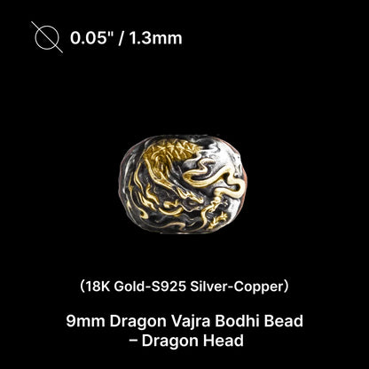 9mm Dragon Vajra Bodhi Bead Pack Option Dragon Head v26