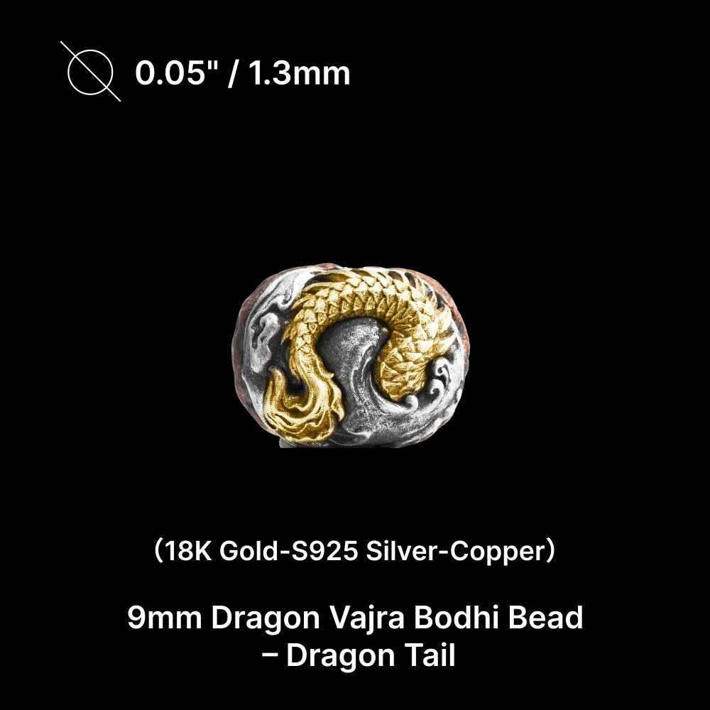 9mm Dragon Vajra Bodhi Bead Pack Option Dragon Tail v26
