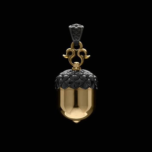 Blackened & Brass Acorn Capsule Pendant