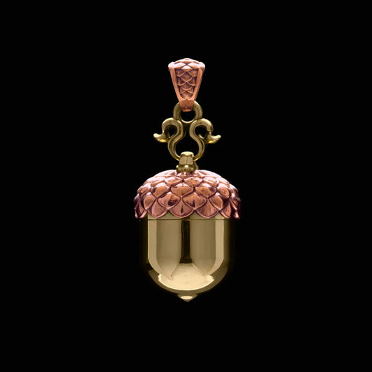 Copper & Brass Acorn Capsule Pendant