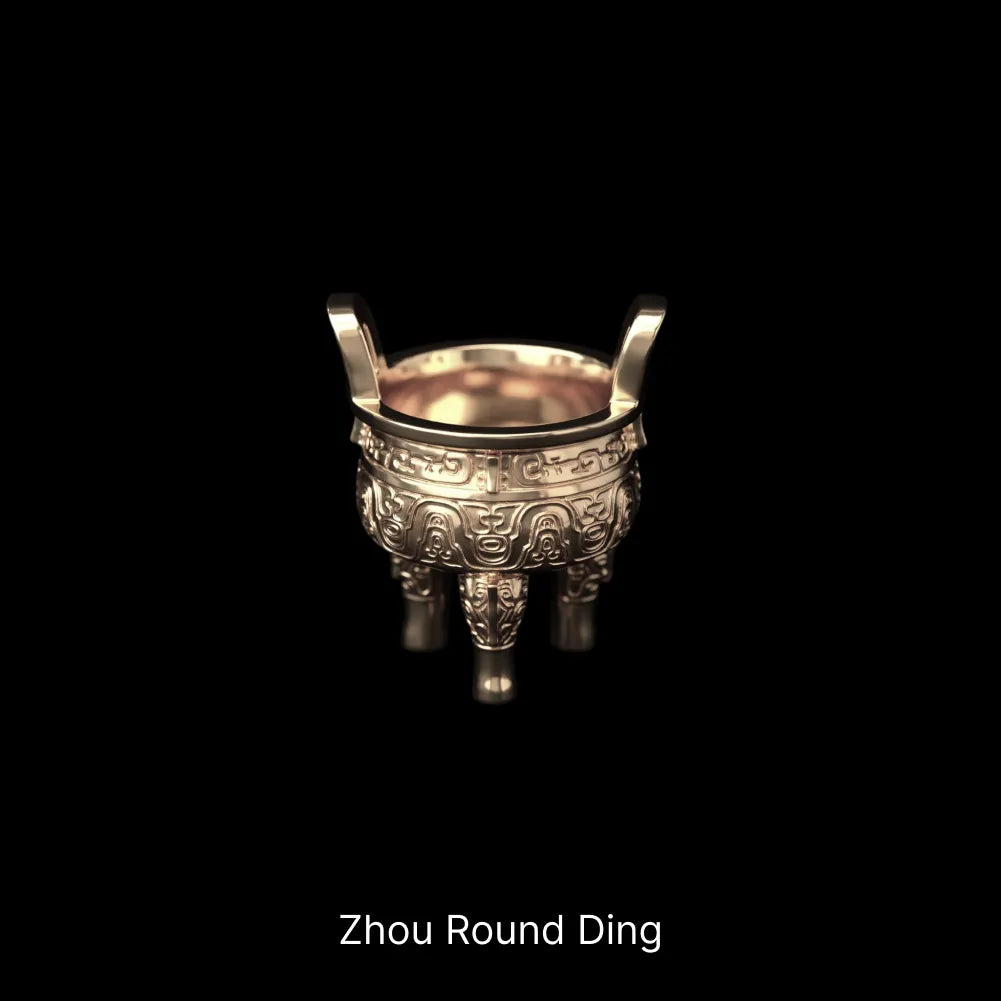 Ancient Chinese Ding 14K Gold Zhou Round Ding