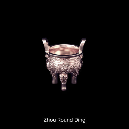 Ancient Chinese Ding 14K Rose Gold Zhou Round Ding