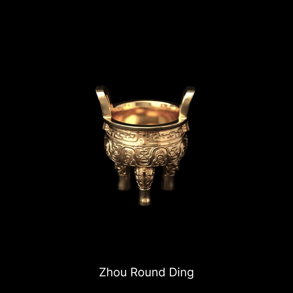 Ancient Chinese Ding 18K Gold Zhou Round Ding