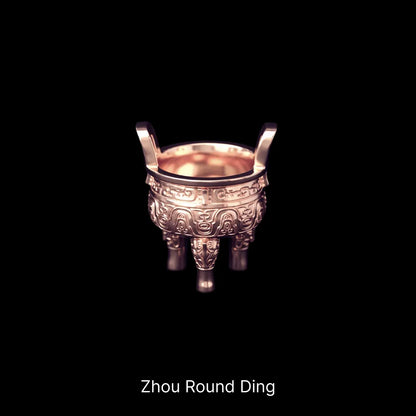 Ancient Chinese Ding 18K Rose Gold Zhou Round Ding