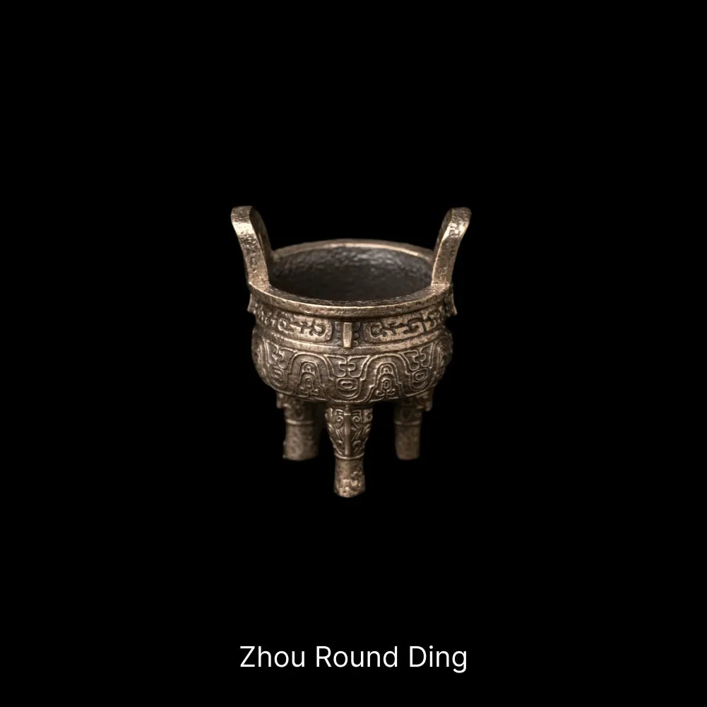Ancient Chinese Ding Brass Zhou Round Ding