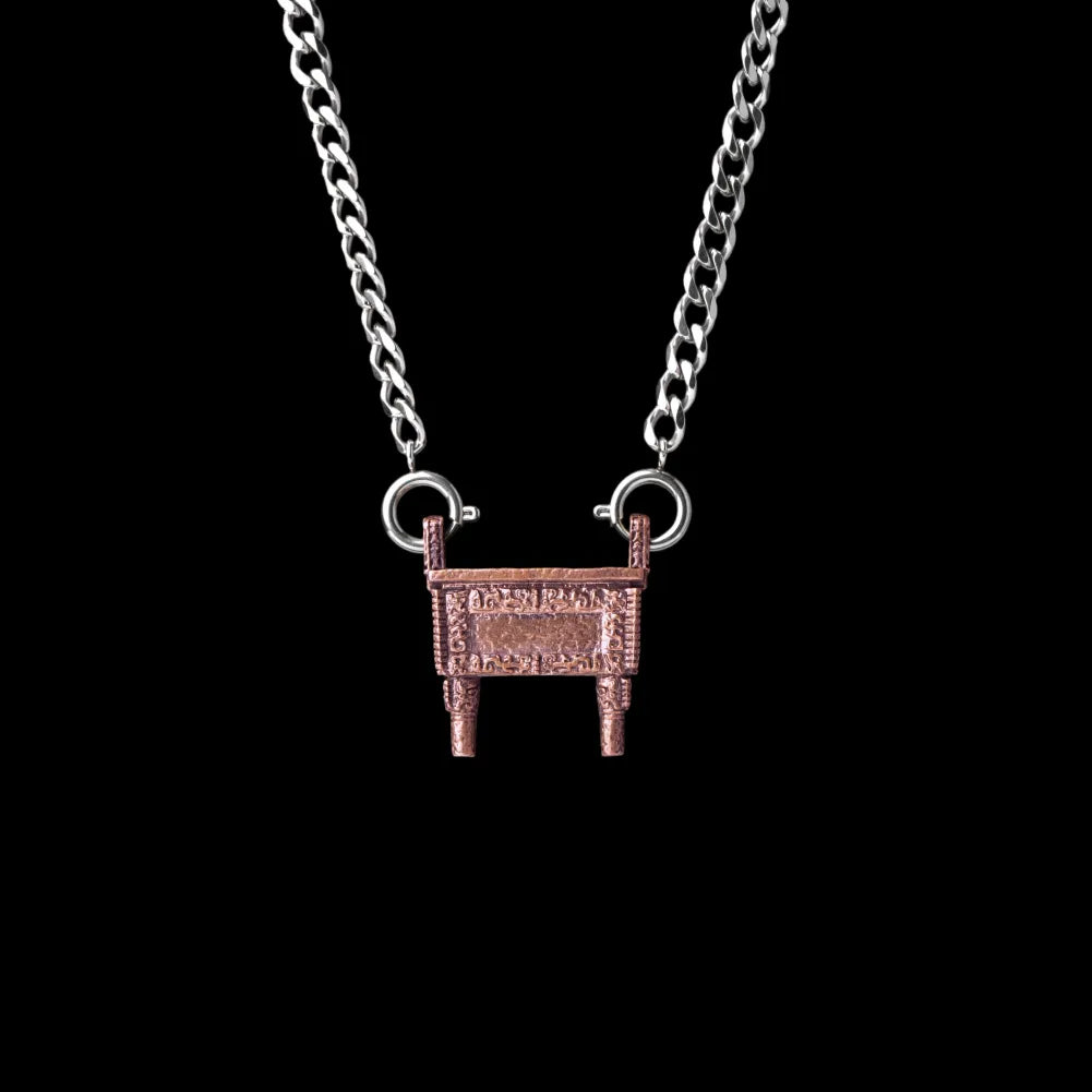 Shang Fang Ding With Silver Titanium Steel Chain Necklace