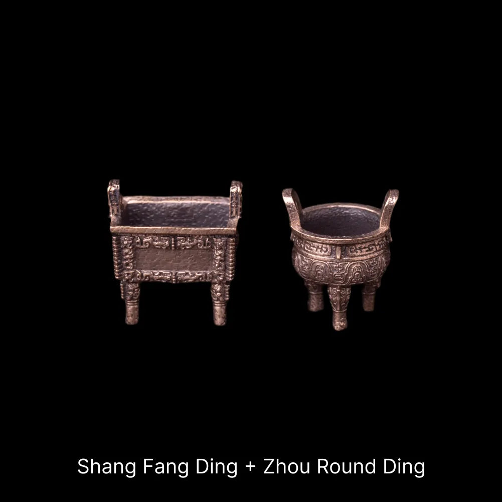 Ancient Chinese Ding Copper Shang and Zhou Pair