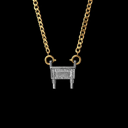 Shang Fang Ding With Gold Titanium Steel Chain Necklace