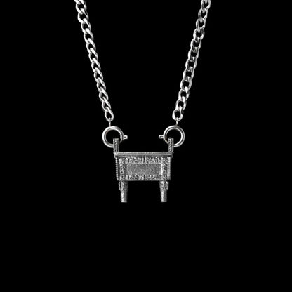 Shang Fang Ding With Silver Titanium Steel Chain Necklace