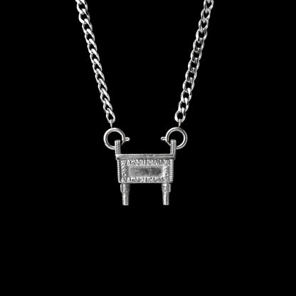 Shang Fang Ding With Silver Titanium Steel Chain Necklace