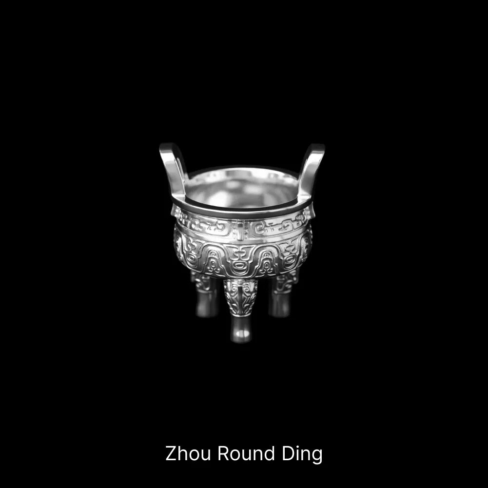 Ancient Chinese Ding Silver Zhou Round Ding