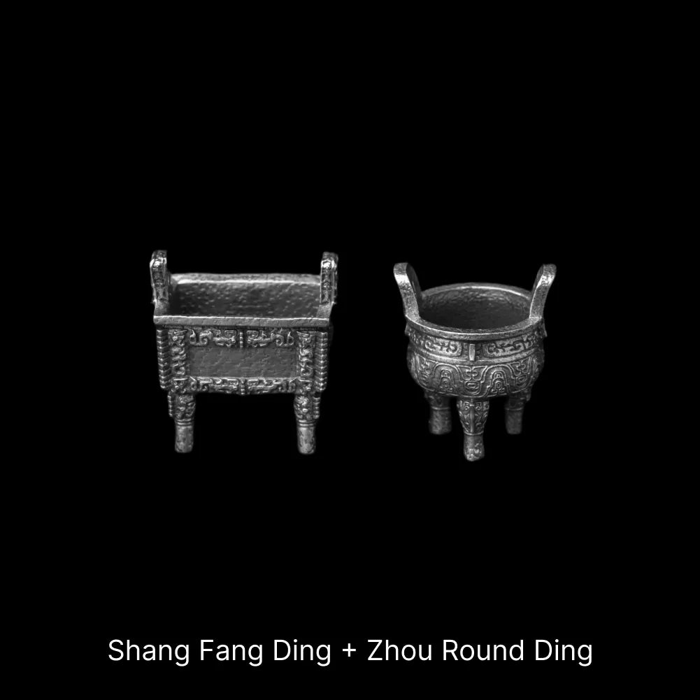 Ancient Chinese Ding White Bronze Shang and Zhou Pair