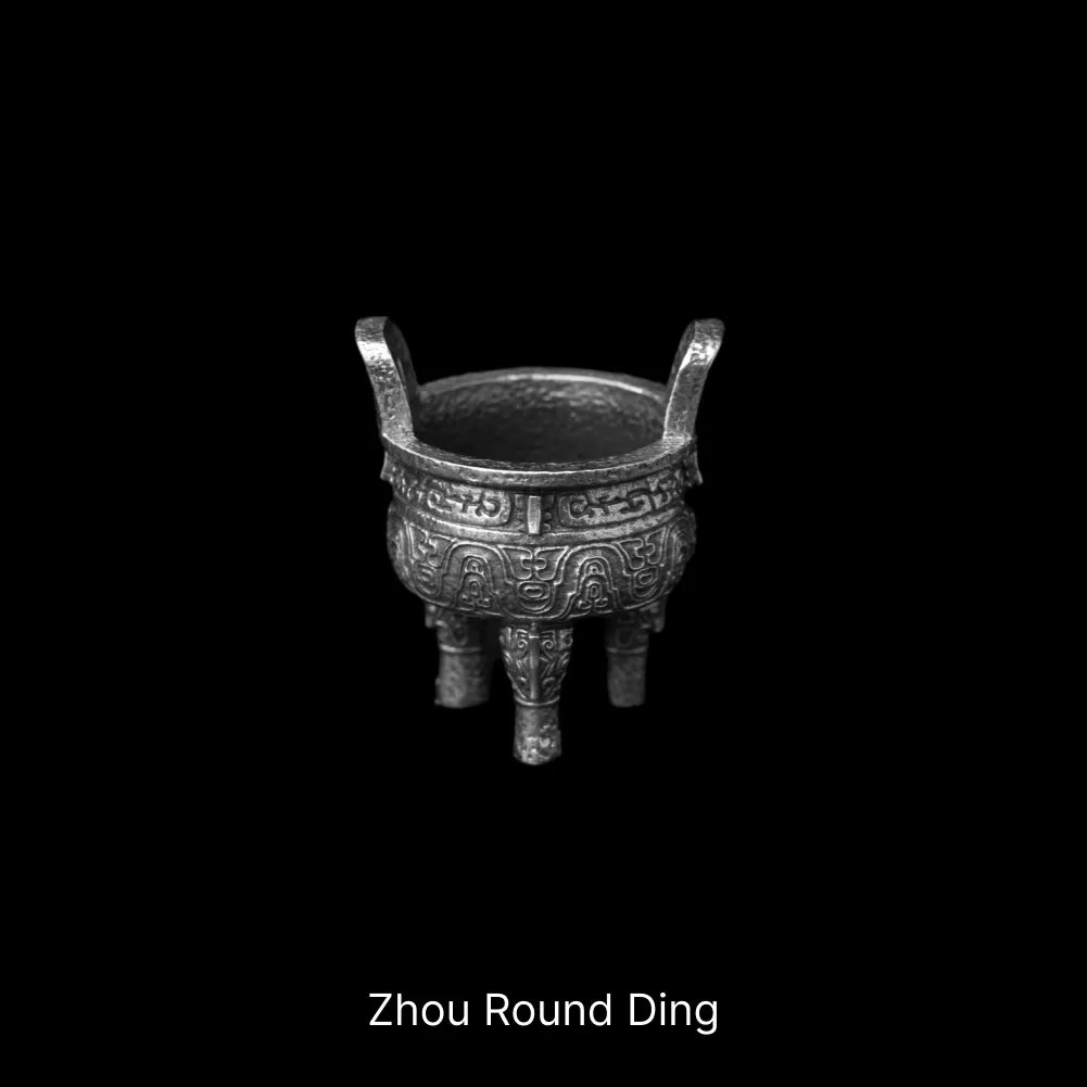 Ancient Chinese Ding White Bronze Zhou Round Ding