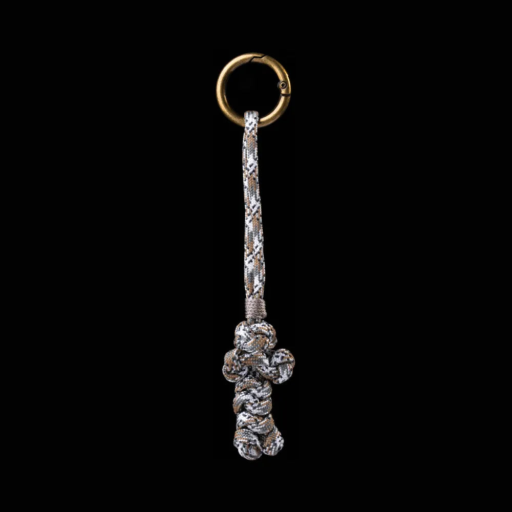 Bear Version Brass Paracord Braided Keychain Cappuccino