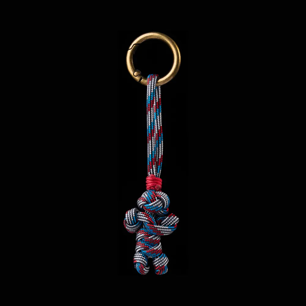 Bear Version Brass Paracord Braided Keychain Captain Blue