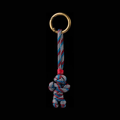 Bear Version Brass Paracord Braided Keychain Captain Blue