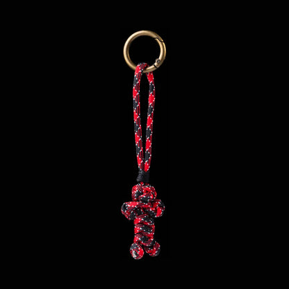 Bear Version Brass Paracord Braided Keychain Deadpool Red