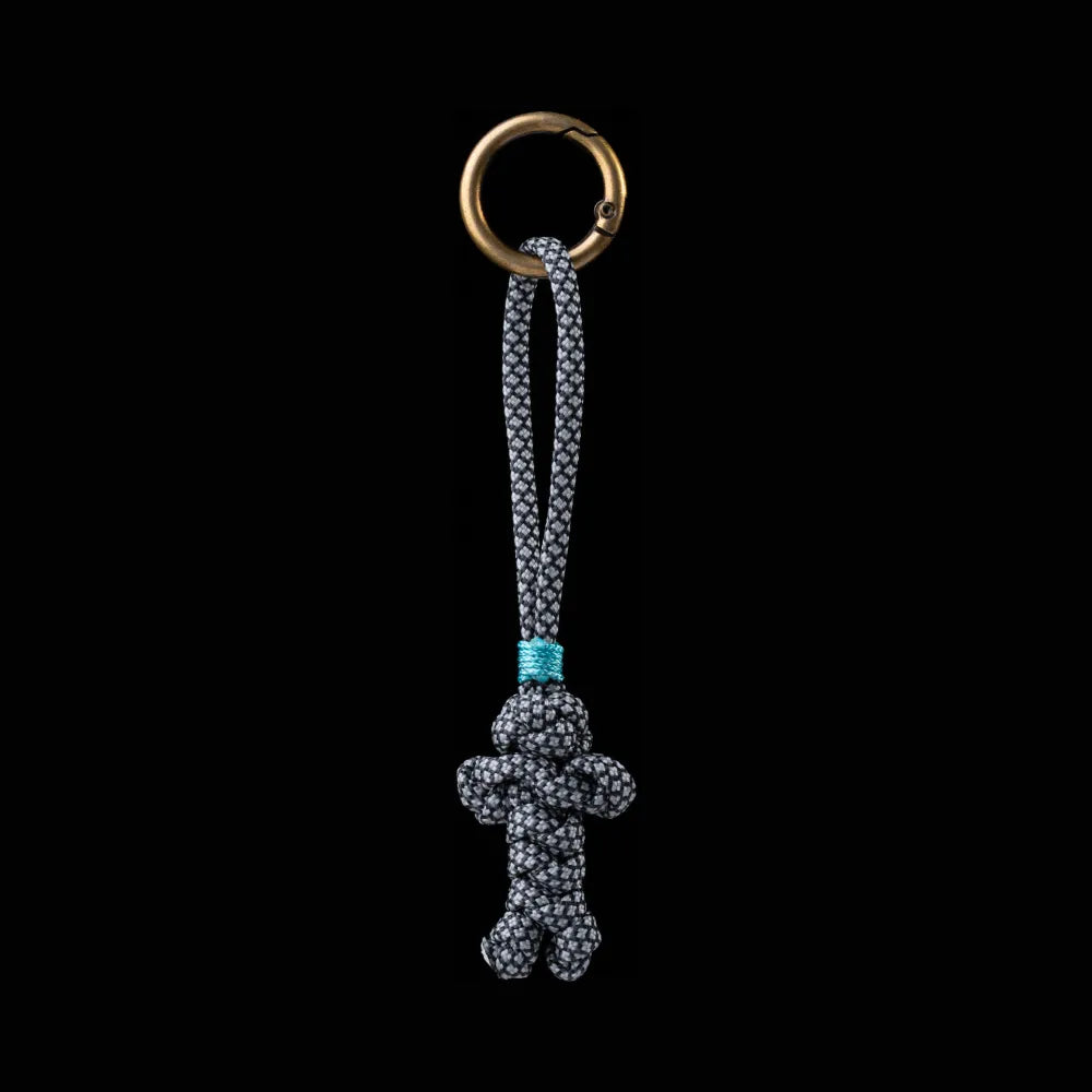 Bear Version Brass Paracord Braided Keychain Diamond Gray