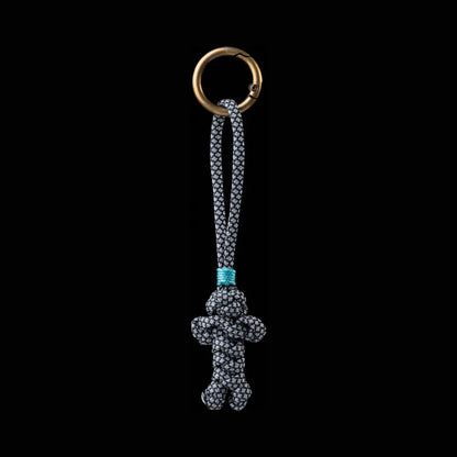 Bear Version Brass Paracord Braided Keychain Diamond Gray