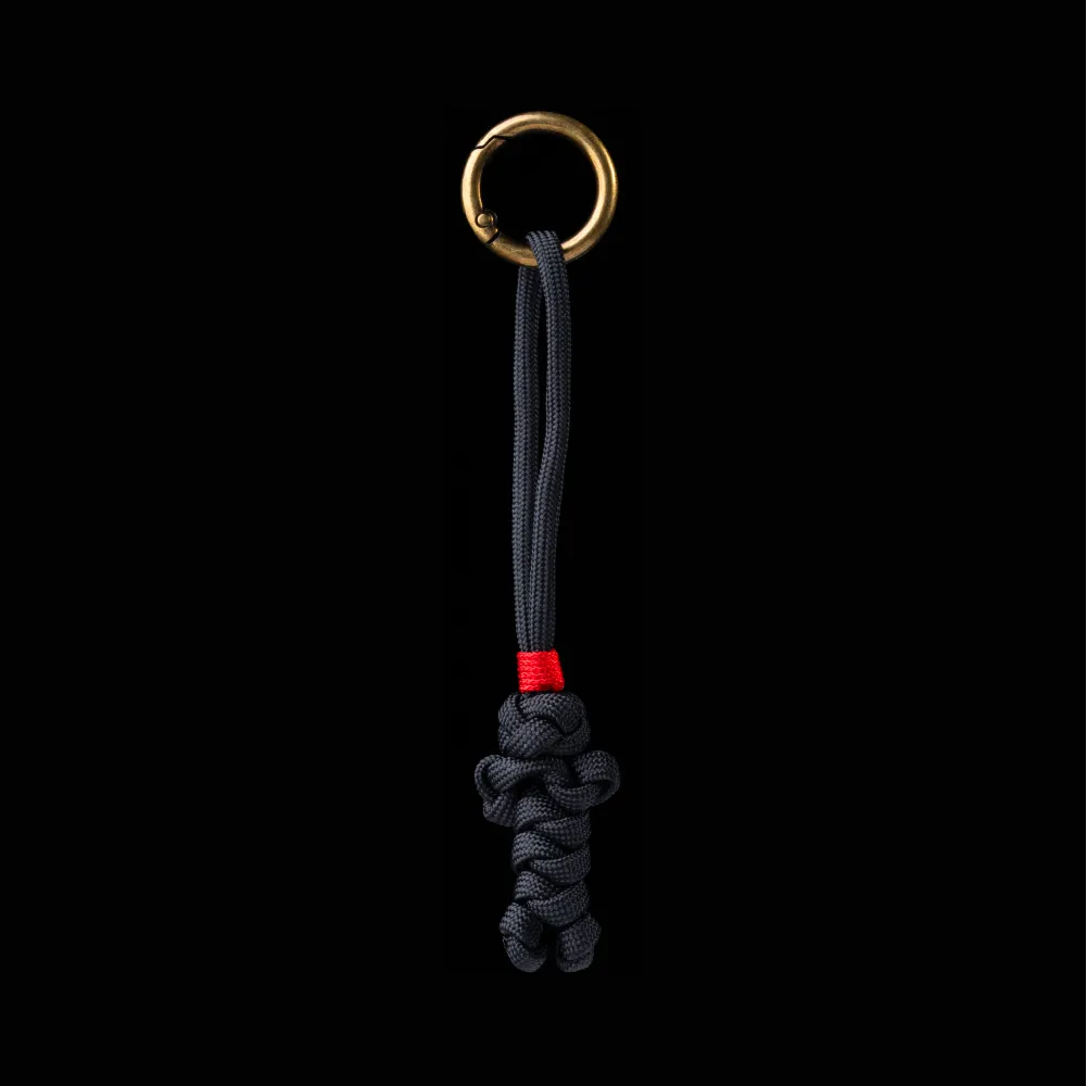 Bear Version Brass Paracord Braided Keychain Jet Black
