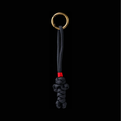 Bear Version Brass Paracord Braided Keychain Jet Black