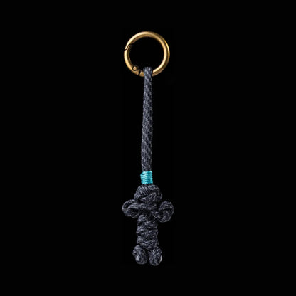 Bear Version Brass Paracord Braided Keychain Midnight Black
