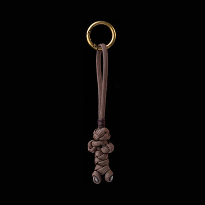 Bear Version Brass Paracord Braided Keychain Mocha Brown