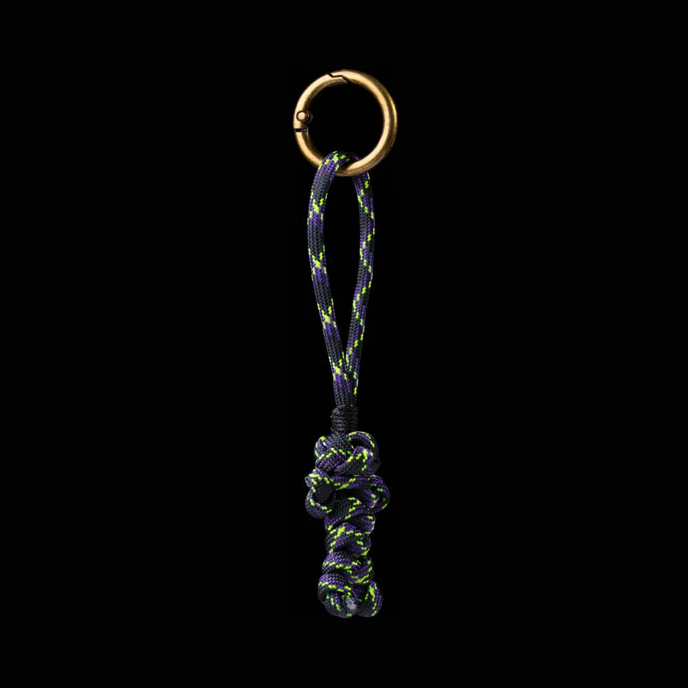 Bear Version Brass Paracord Braided Keychain Phantom Purple