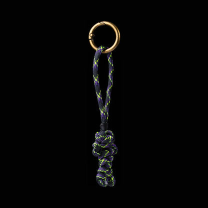 Bear Version Brass Paracord Braided Keychain Phantom Purple