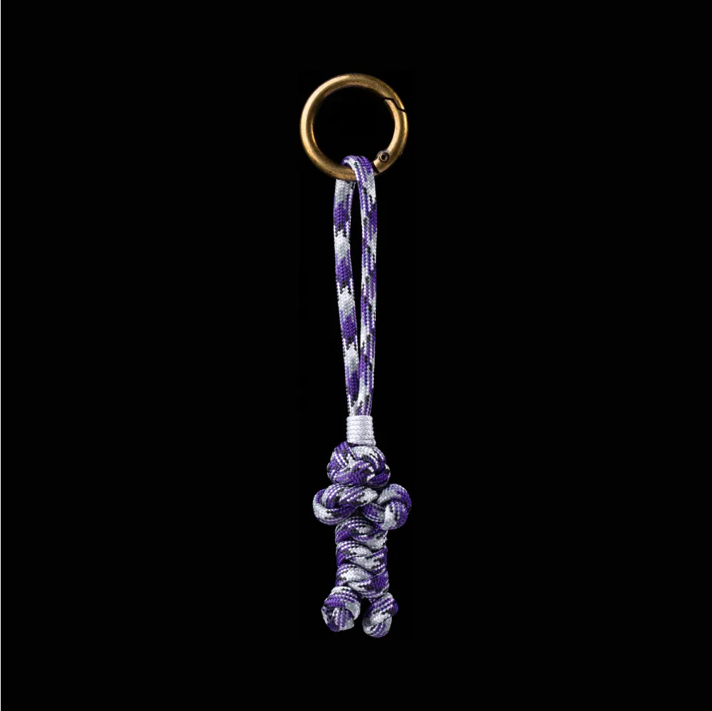 Bear Version Brass Paracord Braided Keychain Plasma Glow