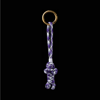 Bear Version Brass Paracord Braided Keychain Plasma Glow