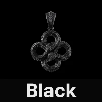 Double Snake Pendant Black, Black Zircon