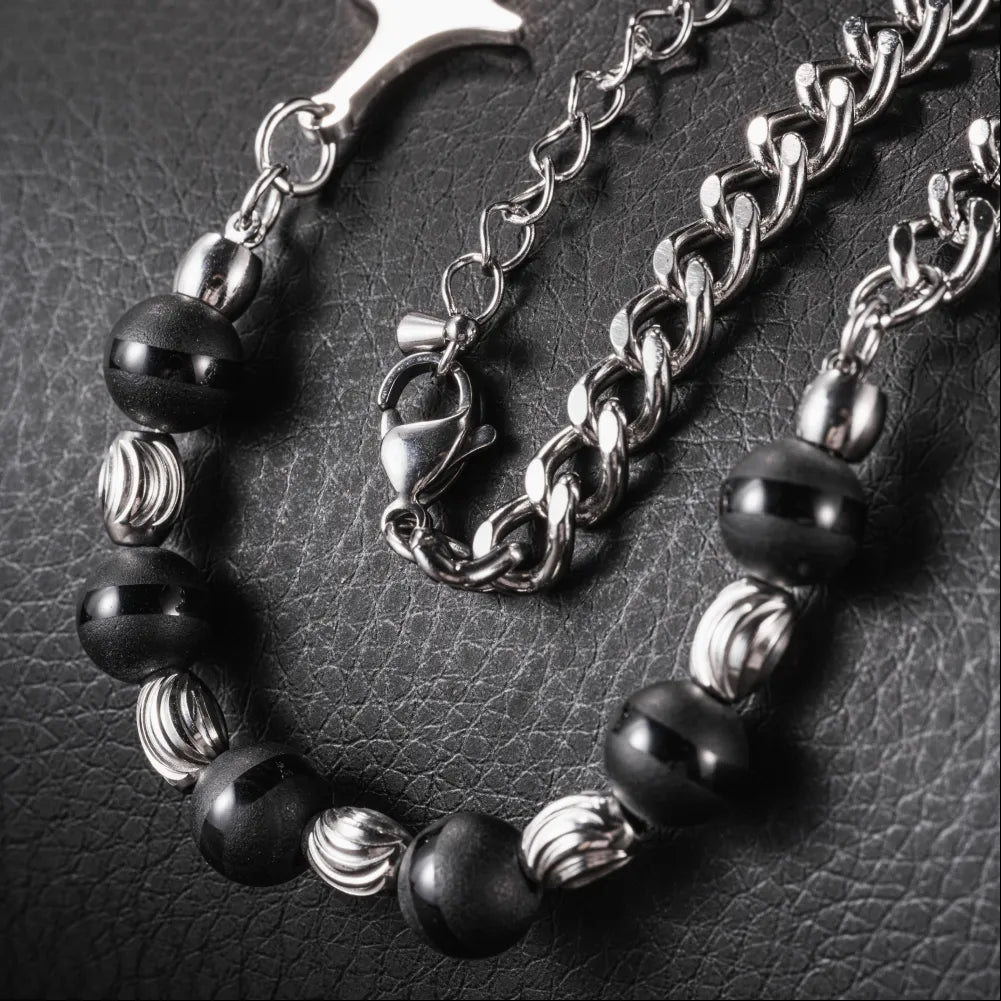 Black Onyx Star Necklace Details 03